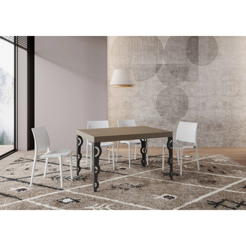 Tavolo allungabile 120/380x90 cm Karamay telaio Antracite - Tortora
