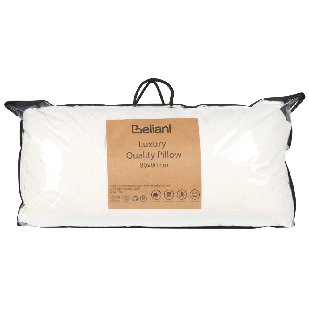 Cuscino da letto guanciale Cotone Bianco Piumino D'anatra e Piume 80 x 80 cm Medio Morbido