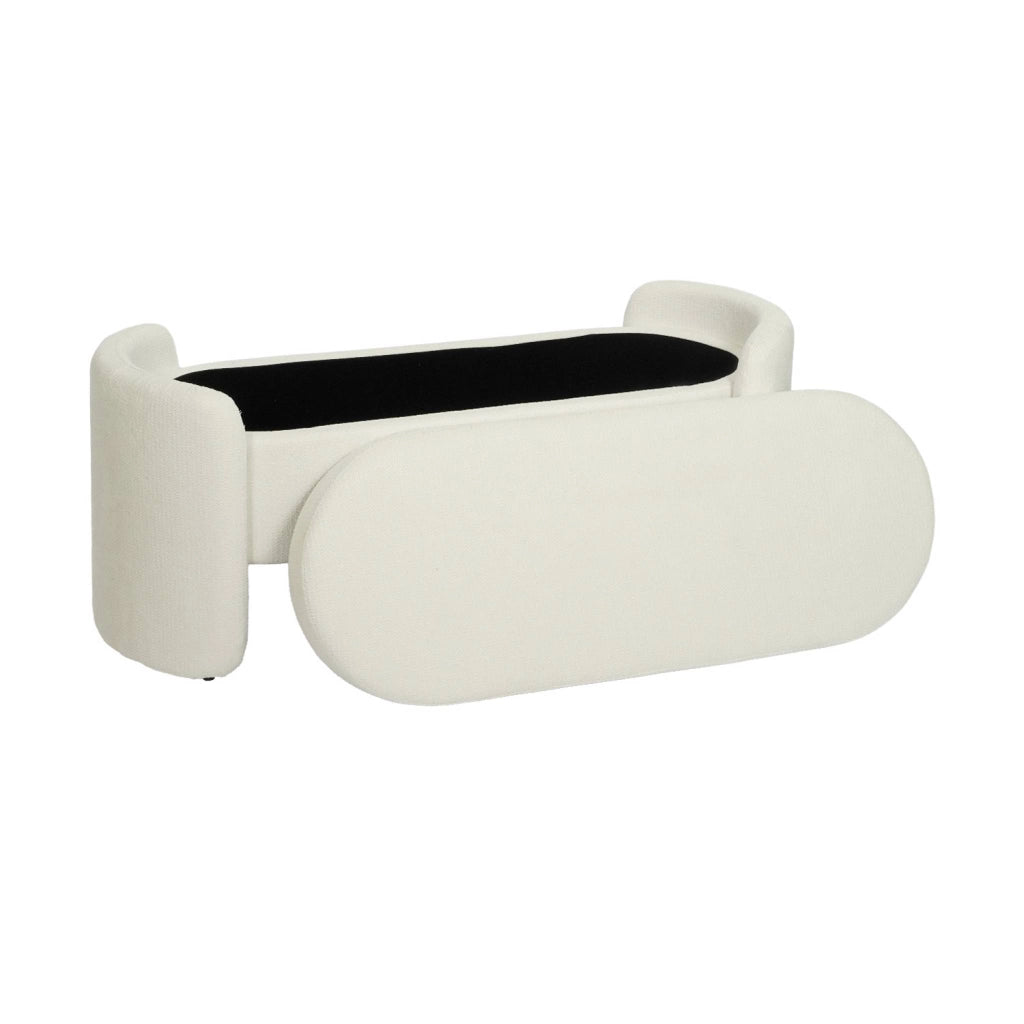Panca contenitore, fondo letto contemporaneo in tessuto, bianco