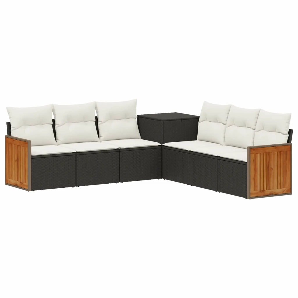 Set di divani 7 pz Nero e Bianco Crema 3448883