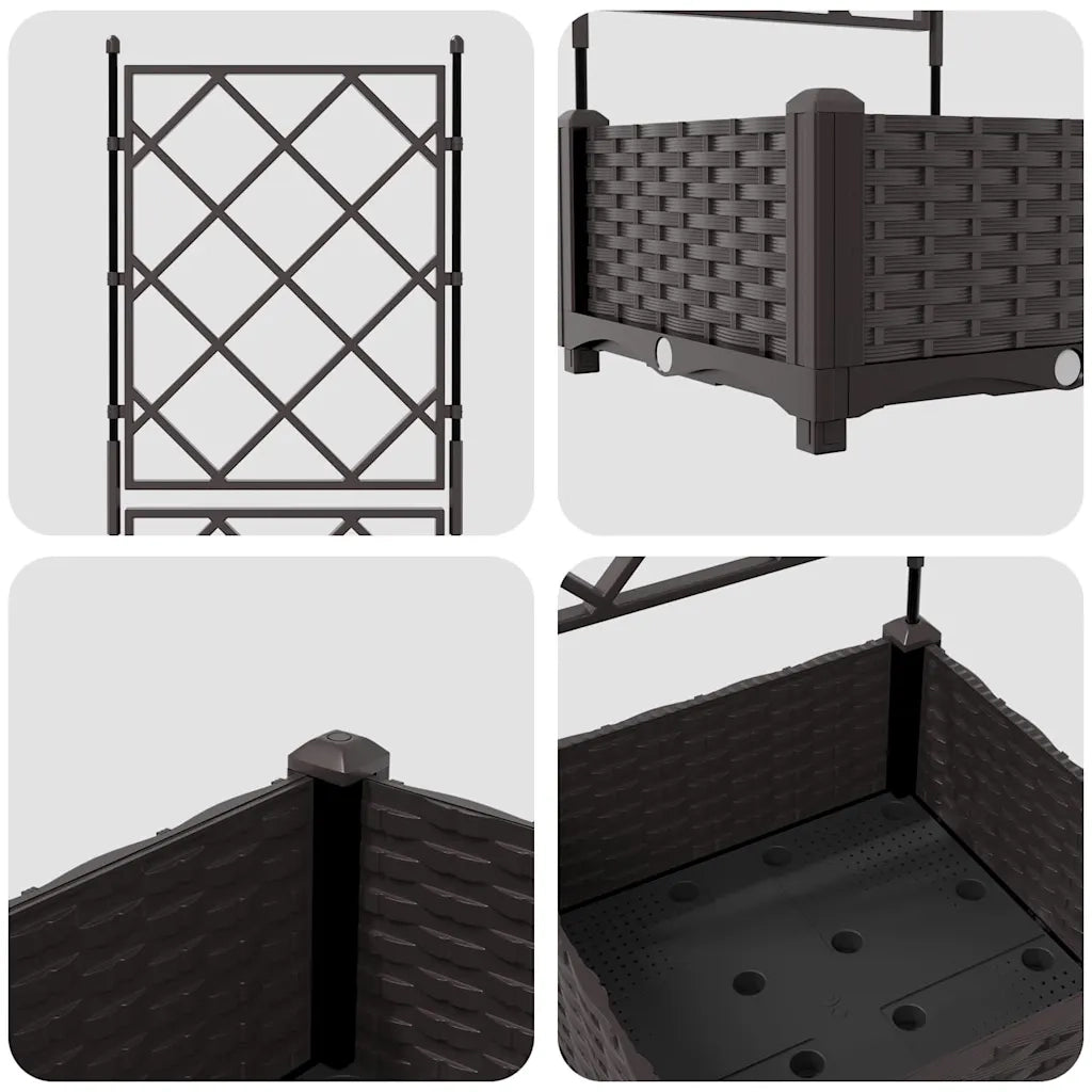 Vaso da giardino-Fioriera Esterno-Contenitore per Piante Marrone 40 x 40 x 125,5 cm Acciaio