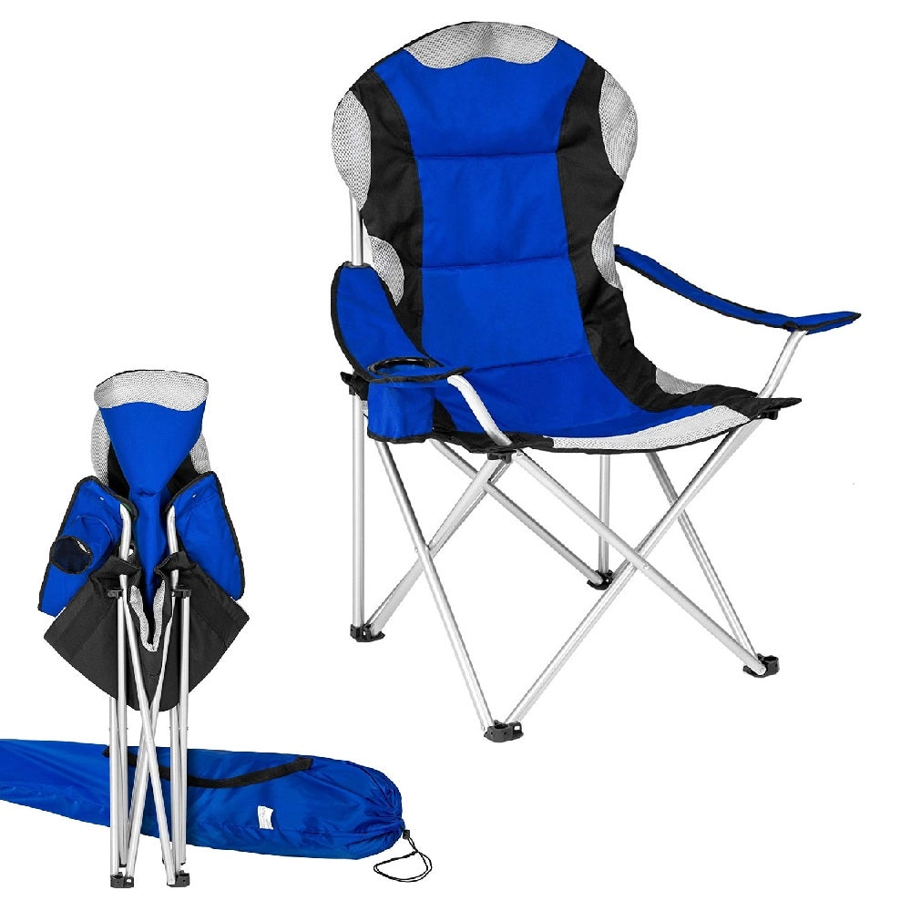 Sedia Pieghevole Campeggio Salvaspazio con Borsa, Mare Giardino Pesca Blu