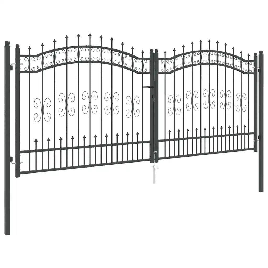 Cancello con Punta a Lancia KAMPEN 305 x 125 cm Acciaio Grigio