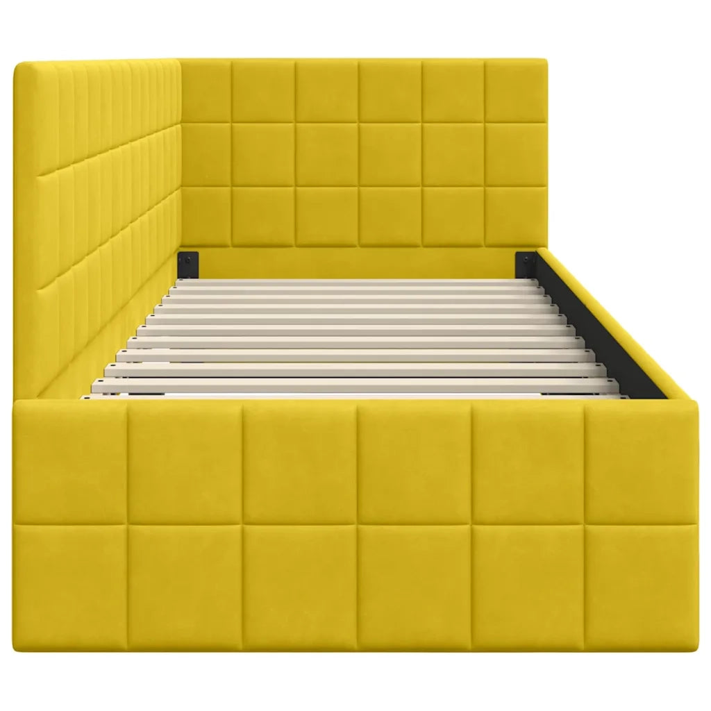 Letto singolo | Letto per adulti | Cornice del letto ad angolo Giallo 80 cm x 200 cm Velluto