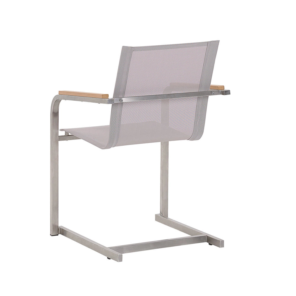 Set di 4 sedie da giardino beige con sedile sintetico struttura in acciaio inox stile cantilever