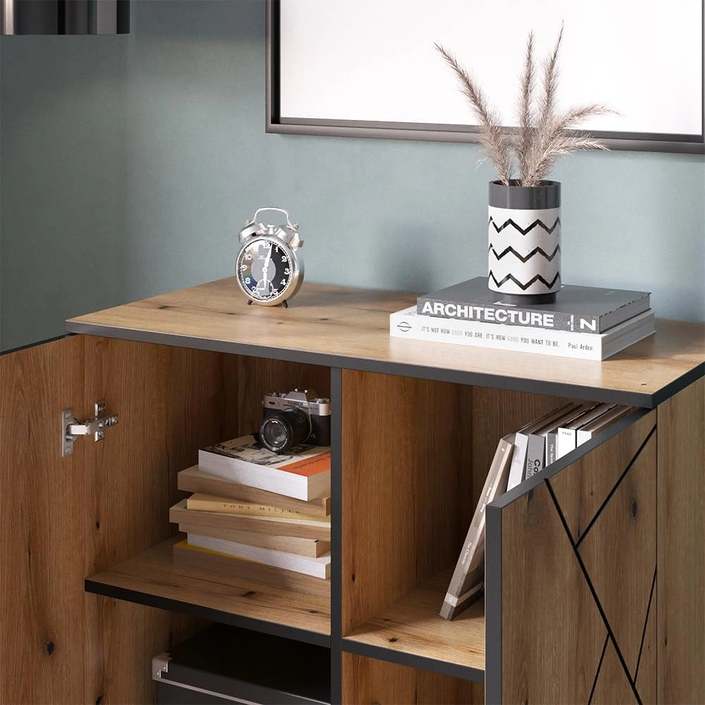 Credenza Hatto, Rovere, 84 x 80.1 cm, adatto per riporre e conservare in camera da letto
