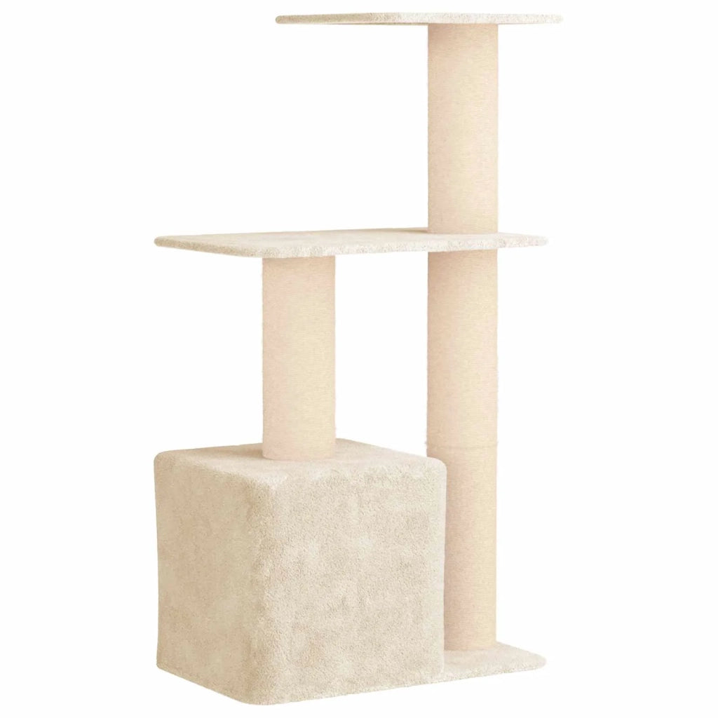 Albero per gatti con pali per graffiare in sisal Crema 133 cm 42033066