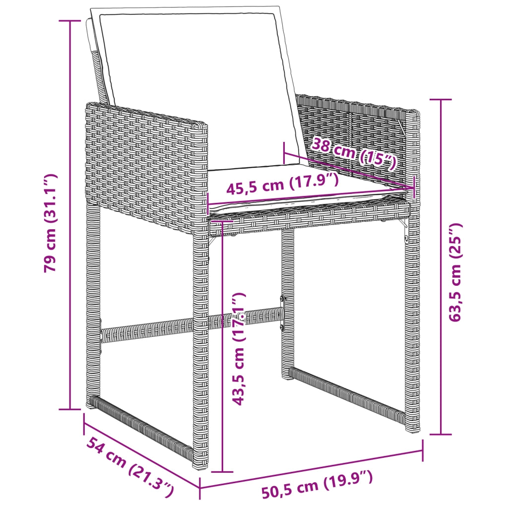 Set da Pranzo da Giardino  di 5 Pezzi con Cuscini Polyrattan Grigio Chiaro