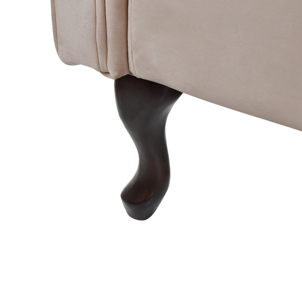 Chaise longue Beige Velluto Tappezzeria versione destra Chesterfield Bottone Tufting Beige Retro