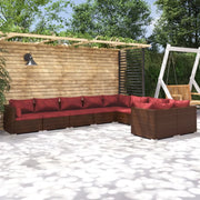 Set Divani da Giardino 9 pz con Cuscini in Polyrattan Marrone cod mxl 37900
