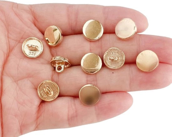 10 pezzi di 10mm cerniere metalliche rotonde semplici per abbigliamento - colore oro