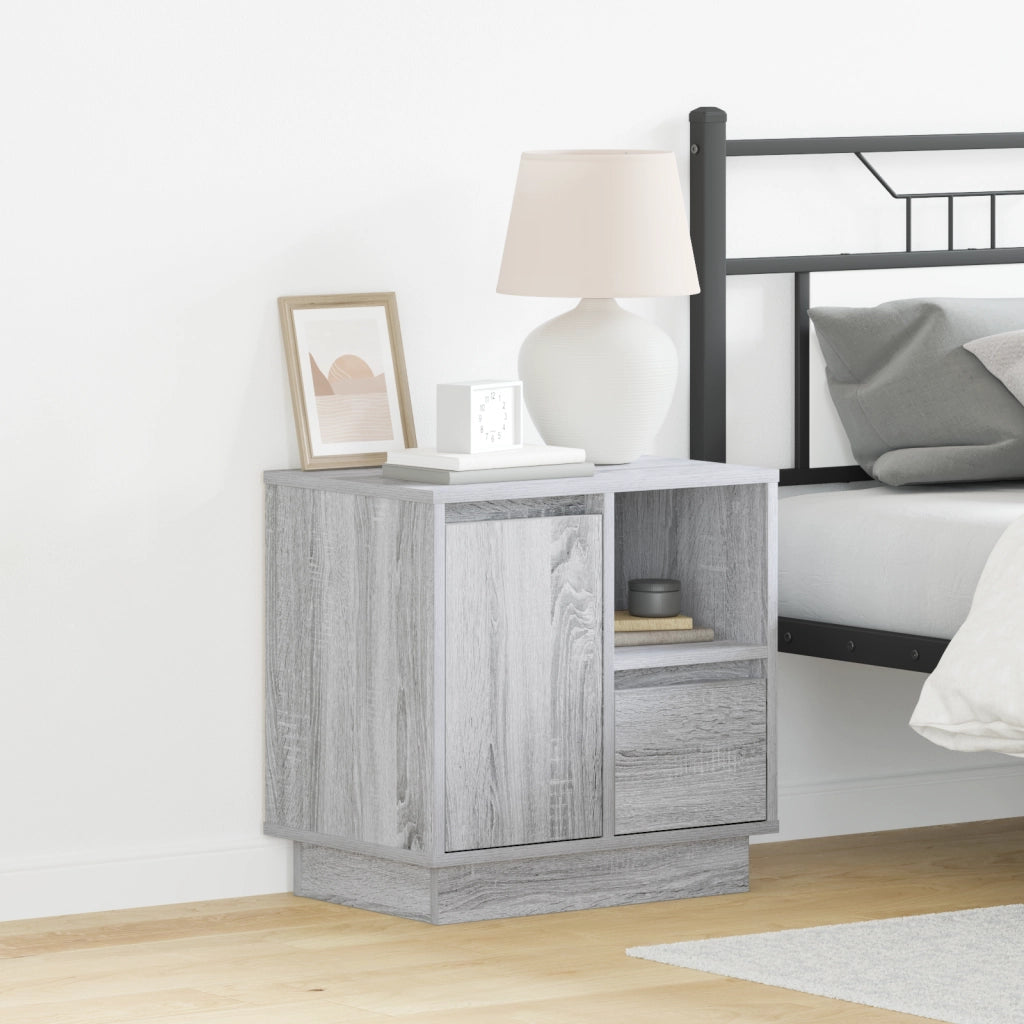 Comodino con LED Grigio Sonoma 50x34,5x50 cm