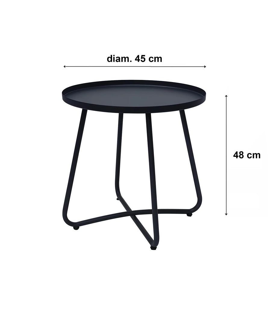 Tavolino da giardino Tilo (Ø45x48 cm), tondo in ferro, piano non traforato