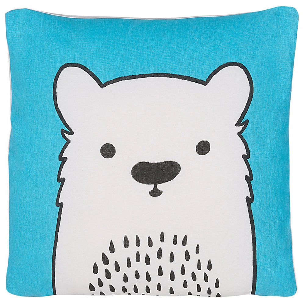 Cuscino per bambini Cuscino con immagine di orso in tessuto blu con imbottitura morbida per bambini