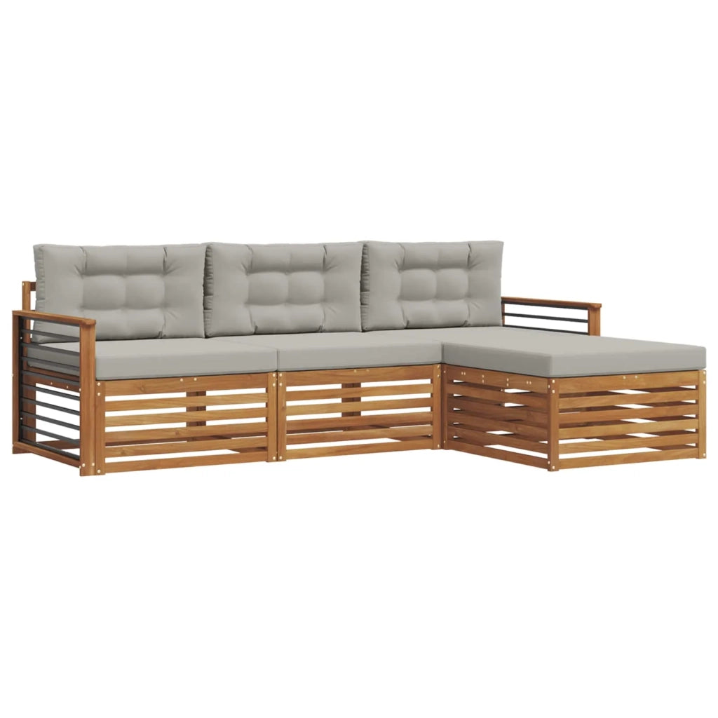 Set di divani da esterno con cuscino Grigio Naturale e Chiaro