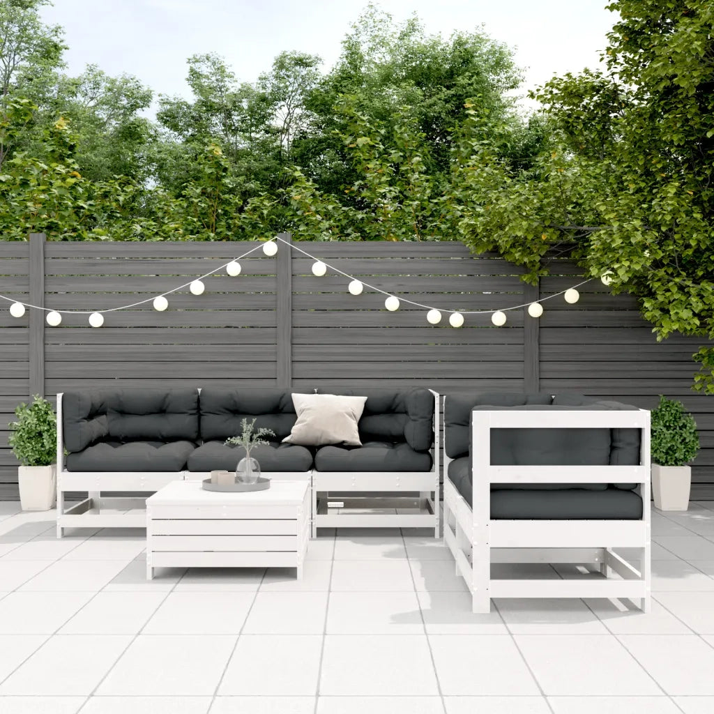 vidaXL Set Salotto da Giardino 6 pz Bianco in Legno Massello di Pino