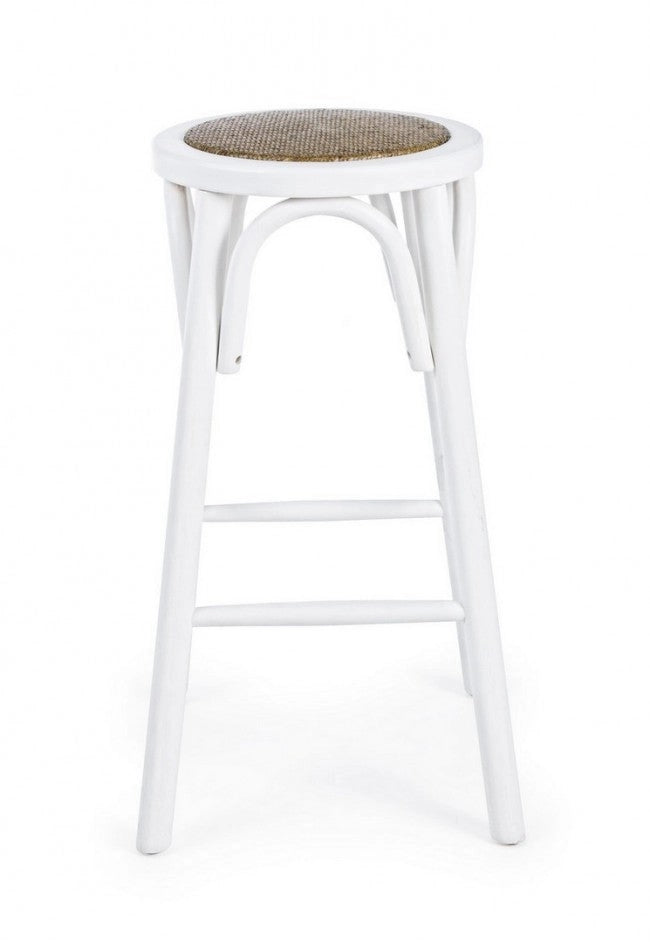 Sgabello Bar Circle Bianco in Legno