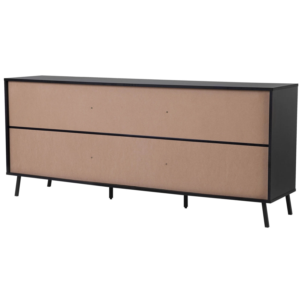 Madia credenza in legno chiaro 2 armadi 3 cassetti gambe in metallo minimalista