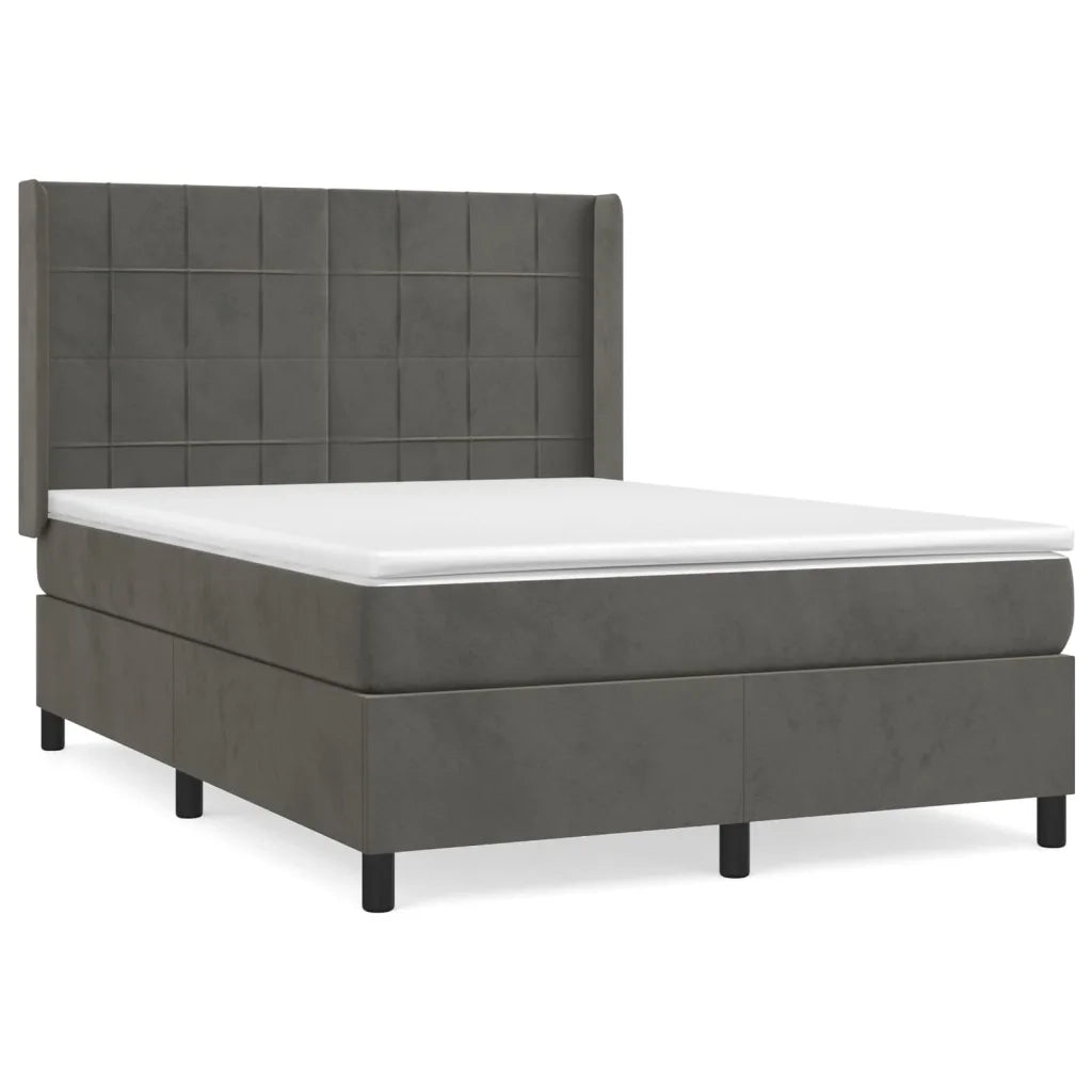 Giroletto a Molle con Materasso Grigio Scuro 140x190 cm Velluto 3132676