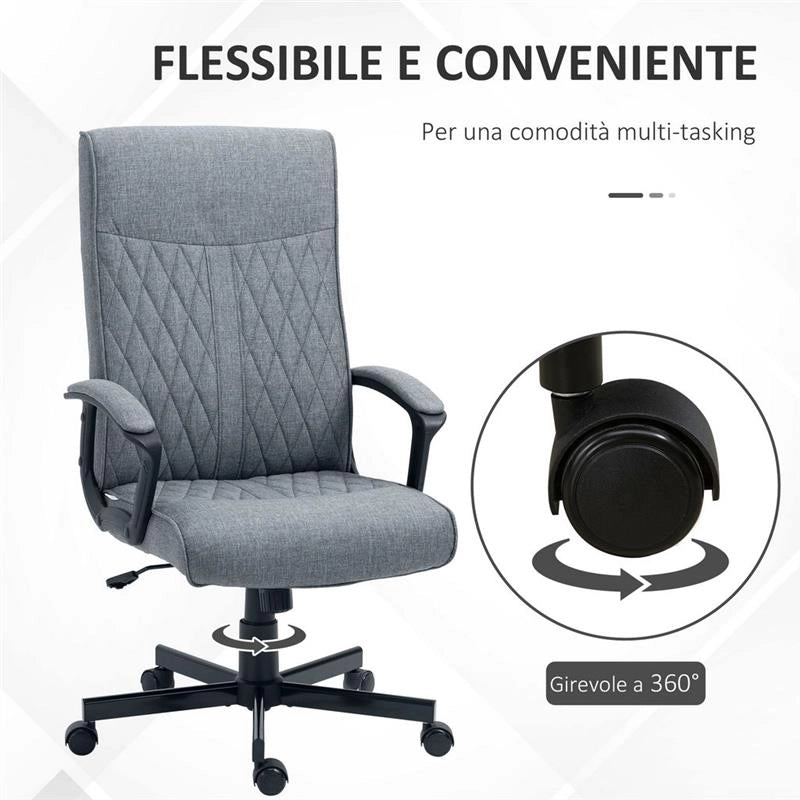 SEDIA DA UFFICIO GIREVOLE CON FUNZIONE DONDOLO 65X72X102-112.5 CM COLORE GRIGIO