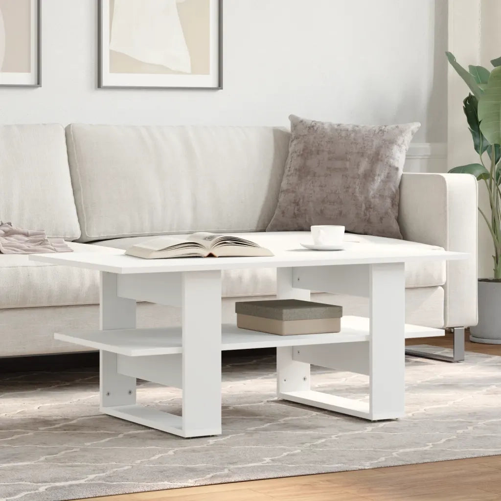 Tavolino da salotto | Tavolino da caff¨¨ | Tavolino da Soggiorno Bianco 102x55x42 cm in Legno Multistrato