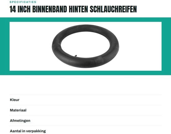 Cinghia interna 14 pollici - Cinghia interna 90/100-14 - Luci per pneumatici - Resistenti allo shock - Leggeri - Adatto per bicicletta da trekking - Pneumatico esterno