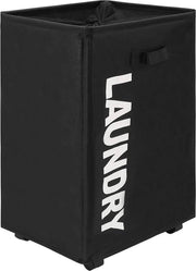Wasmachine con 4 ruote e maniglie su entrambi i lati, contenitore pieghevole, organizzatore pieghevole e contenitore di stoccaggio alto (nero, 56 cm)