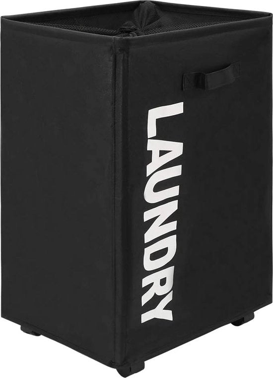 Wasmachine con 4 ruote e maniglie su entrambi i lati, contenitore pieghevole, organizzatore pieghevole e contenitore di stoccaggio alto (nero, 56 cm)