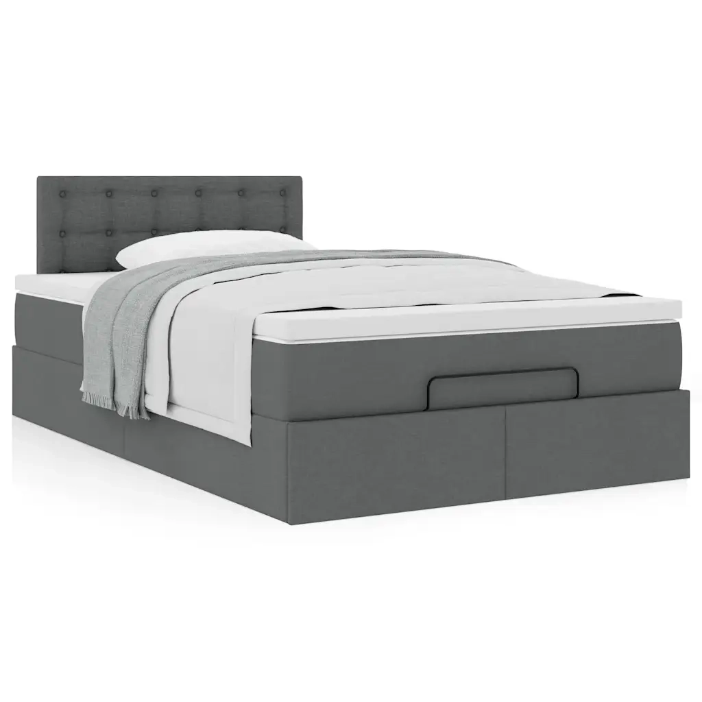 Pouf Letto con Materasso Grigio Scuro 120x190 cm in Tessuto 3311609