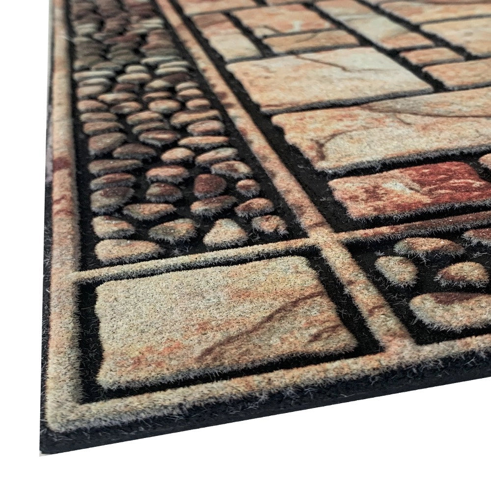 Zerbino Ingresso Robusto Spesso 1 Cm Pietre 3D Antiscivolo Assorbente Tappeto Entrata Casa Dis_A