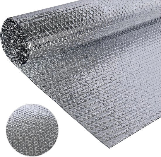 Isolatiemateriaal Bifacciale Foglio di Alluminio 120 cm x 4,6 m - 3mm Spessore Isolante Riflettente Calore