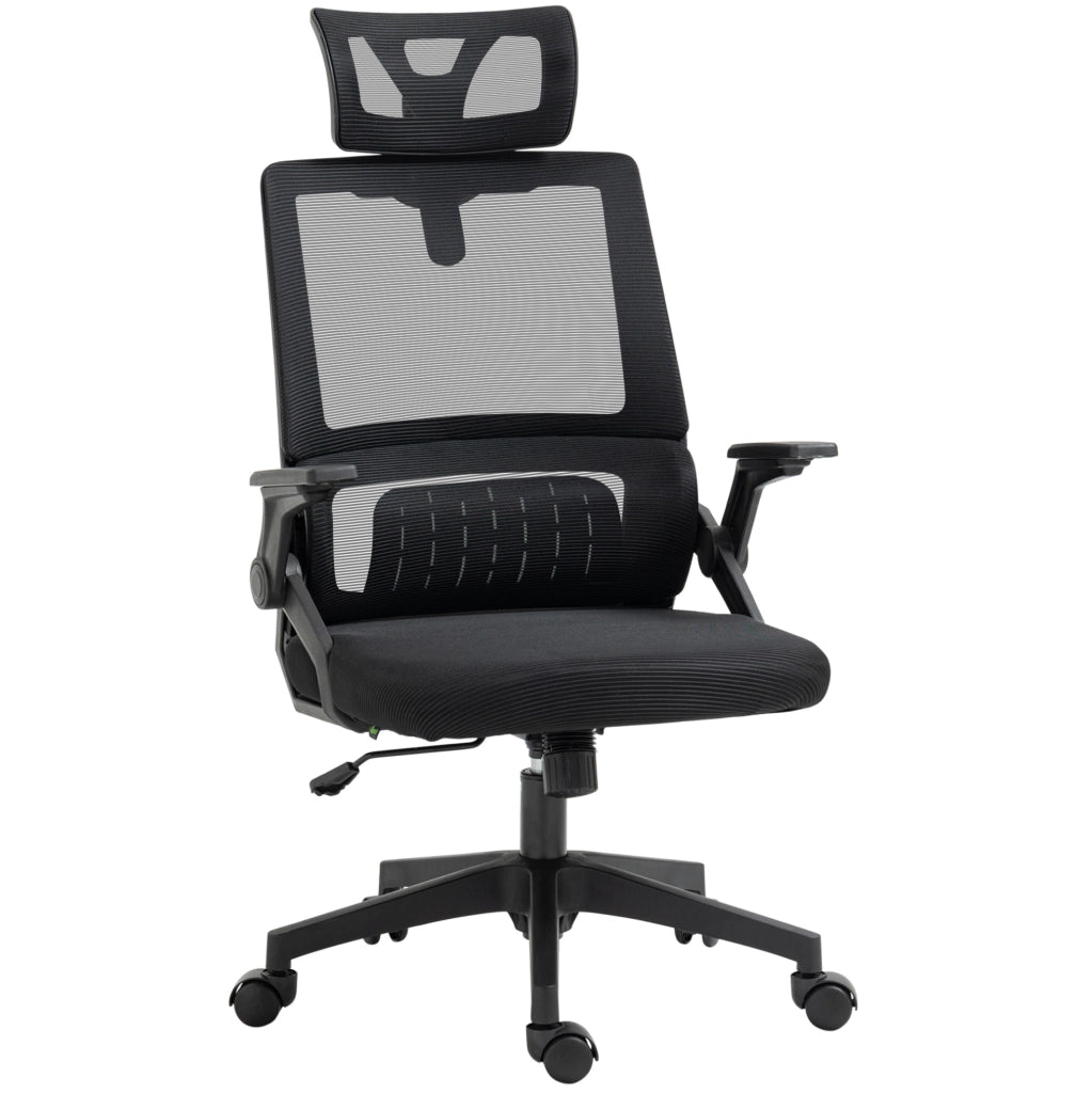Sedia da ufficio ergonomica nera con poggiatesta