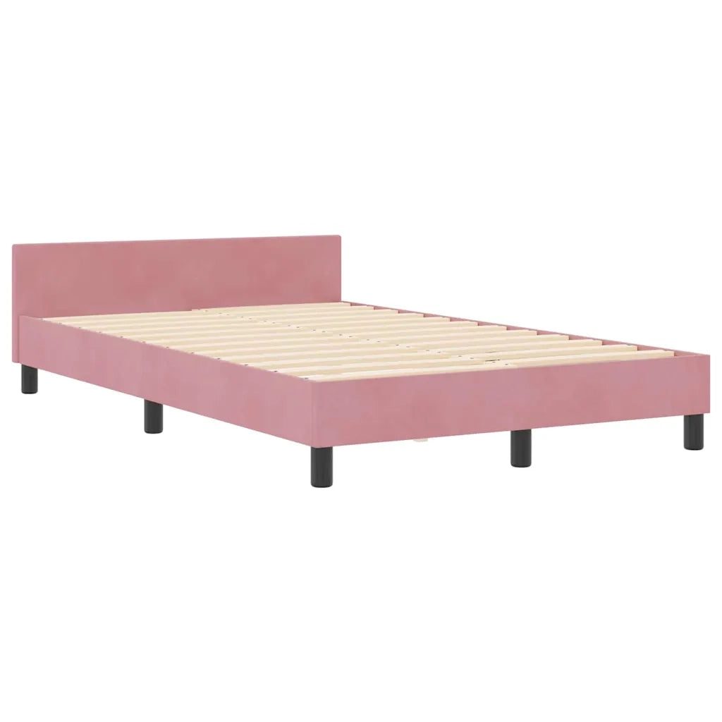 Letto a molle con testiera Rosa 120 x 200 cm Velluto 3345004