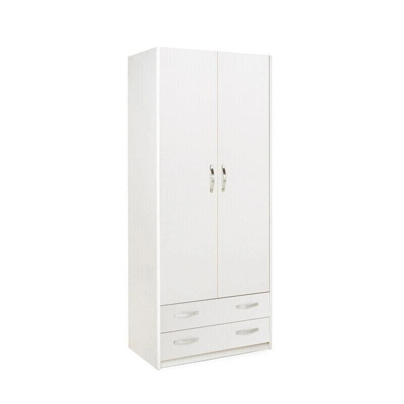 LINEA MODERN ARMADIO 2 ANTE + 2 CASSETTI BIANCO FRASSINO CM. H210X91X52