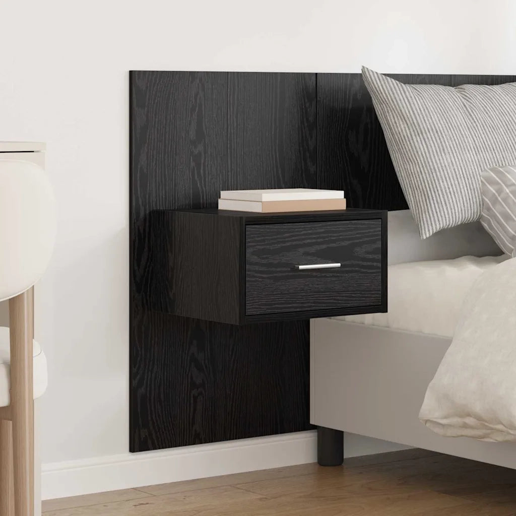 Testata con Comodino 3 pcs Rovere Nero Legno multistrato 3416194