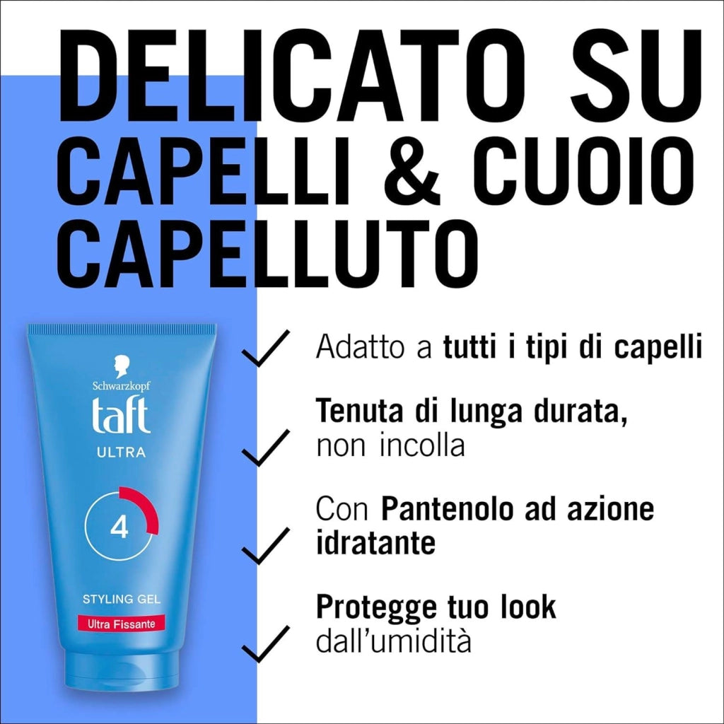 SCHWARZKOPF GEL N 4 PER CAPELLI TAFT STYLING ULTRA UOMO E DONNA A LUNGA DURATA PER TUTTI I TIPI DI CAPELLI 150 ML