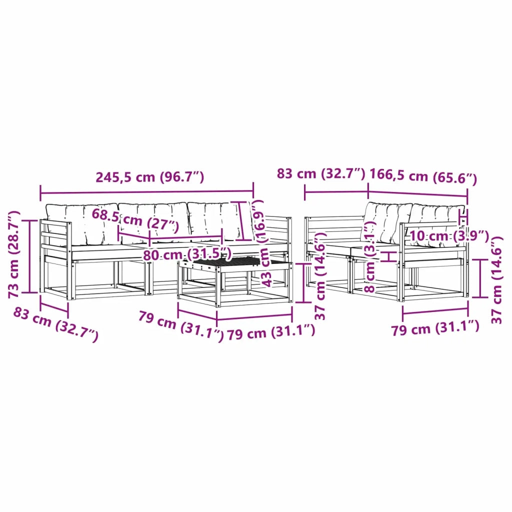 Set di divani da esterno 6 pcs Bianco e Beige 79 x 79 x 37 cm 3388411