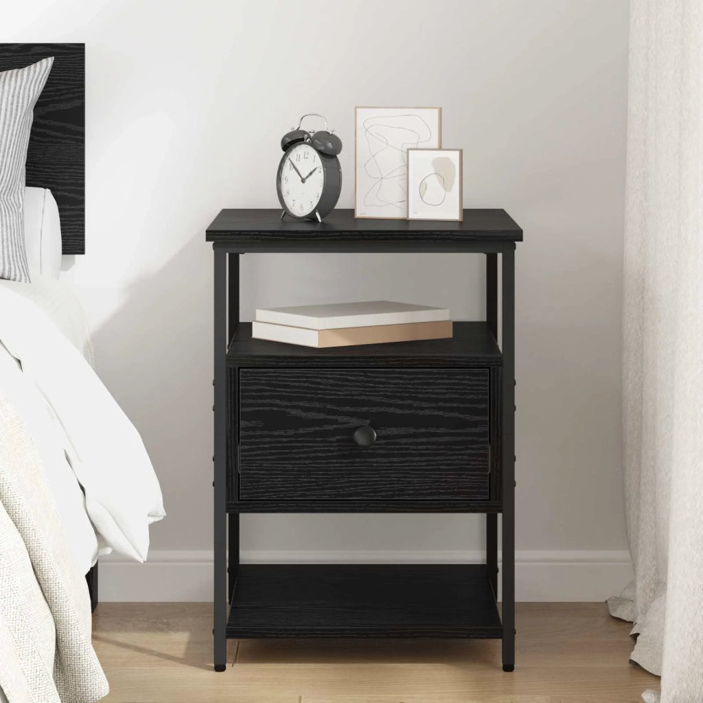Armadio da Notte Rovere Nero 40 x 42 x 56 cm Legno multistrato 881878