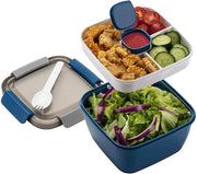 Lunchbox con suddivisione in cassette, contenitore per pane per adulti e bambini, lunchbox duratura con utensili, scuola materna, contenitore per insalata da portare a scuola, lavoro, picnic, viaggio (blu)