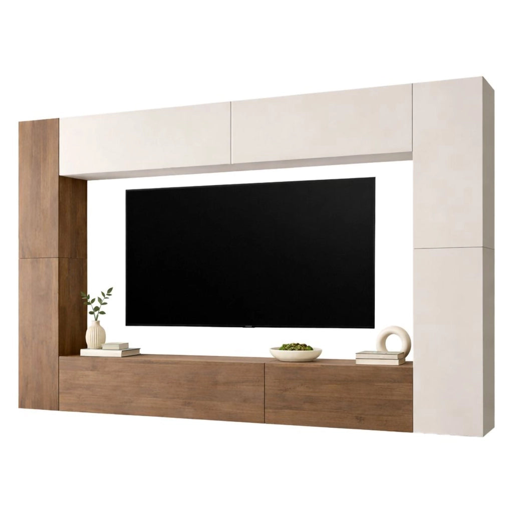 Mobile Soggiorno Hadara, Parete Attrezzata 8 Ripiani, Beige