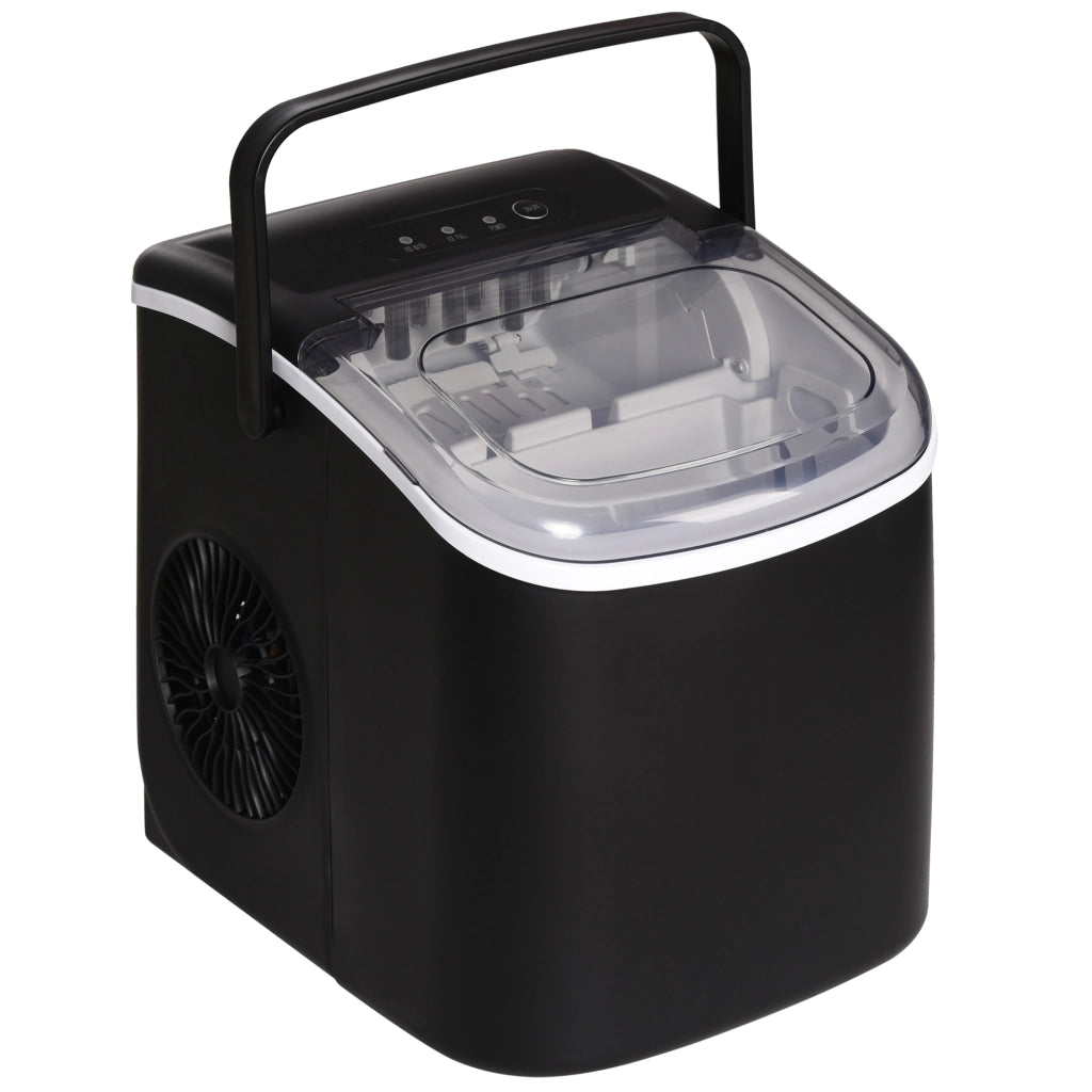 Easycomfort Macchina del Ghiaccio da 9 Cubetti in 6-12 Minuti con Cestello e Paletta Inclusi, 23.8x30.5x29 cm, Nero