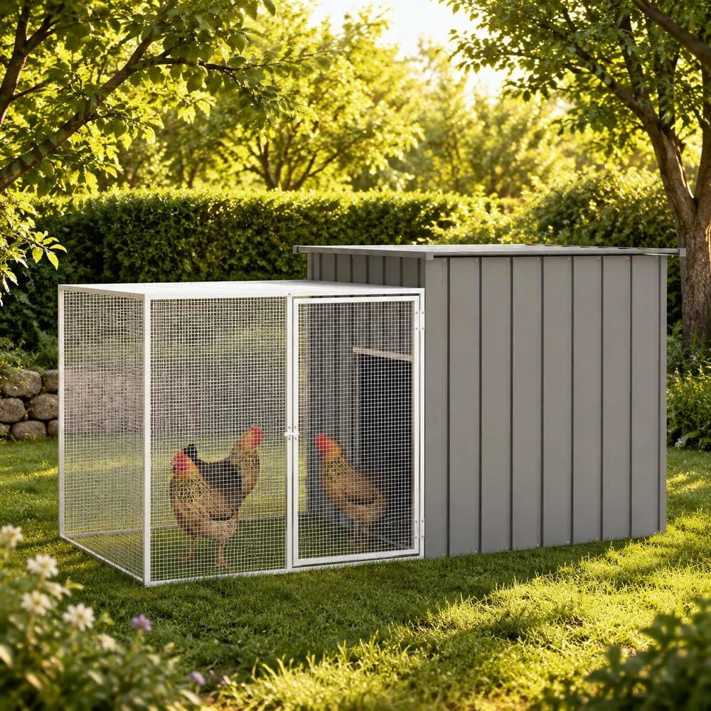 Chicken Cage Grey 200x91x100 Cm Galvanized Steel