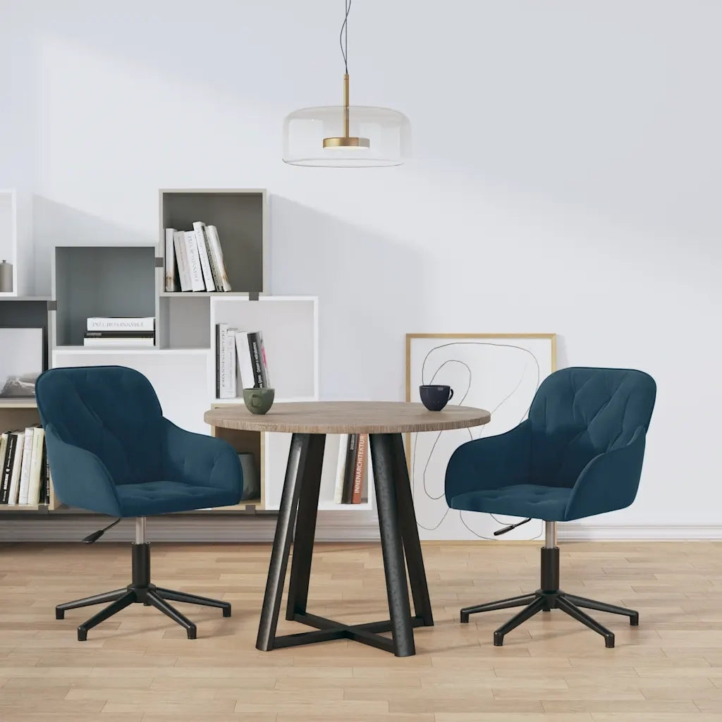Sedie da Pranzo Girevoli 2 pz | Sedie da cucina Blu in Velluto