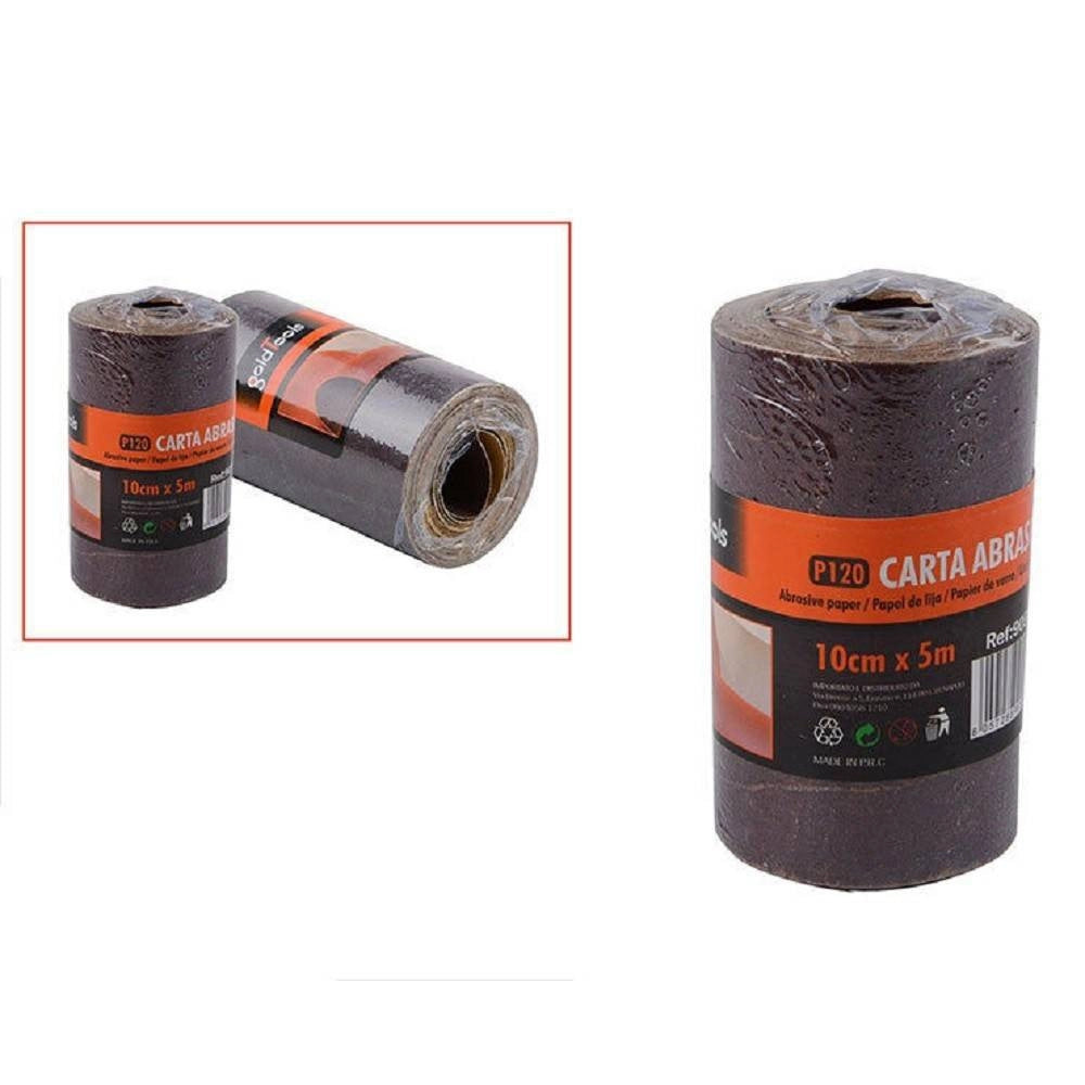 Trade Shop - 2 Rotoli Carta Vetrata Abrasiva 5 Metri Grana P120 Levigare Smussare -