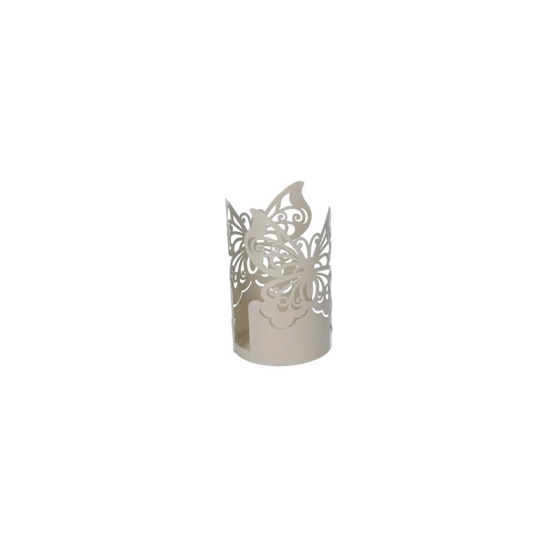 Portabicchiere metallo farfalla crema tondo cm ø8h13.5