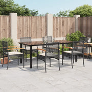 Set da Pranzo da Giardino 7 pz Nero con Cuscini in Polyrattan 3213608
