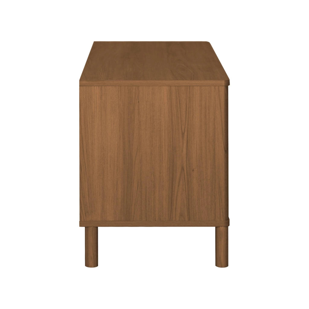 Mobile tv vintage in legno e rattan con 2 ante 120cm, noce