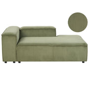 Chaise longue in velluto a coste poliestere verde lato sinistro gambe nere imbottite Soggiorno moderno