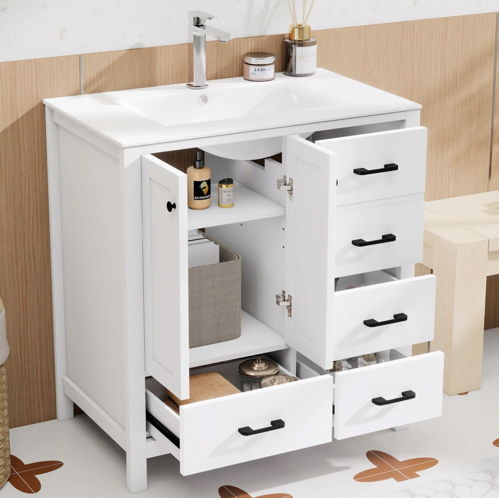 Mobile bagno freestanding 76x46x82 cm con lavabo in ceramica
