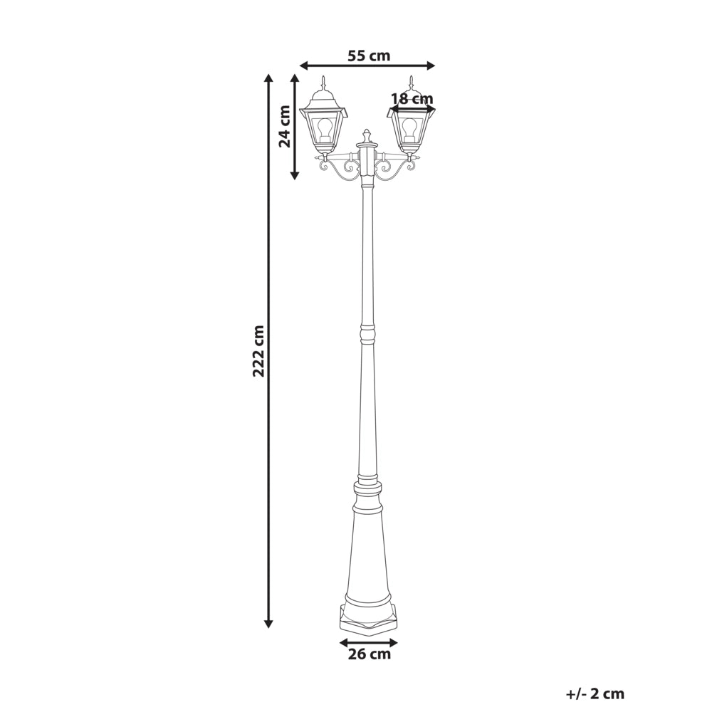2 Lampione nero Lampada da sentiero in alluminio con paralume in vetro Illuminazione esterna da giardino Design vintage